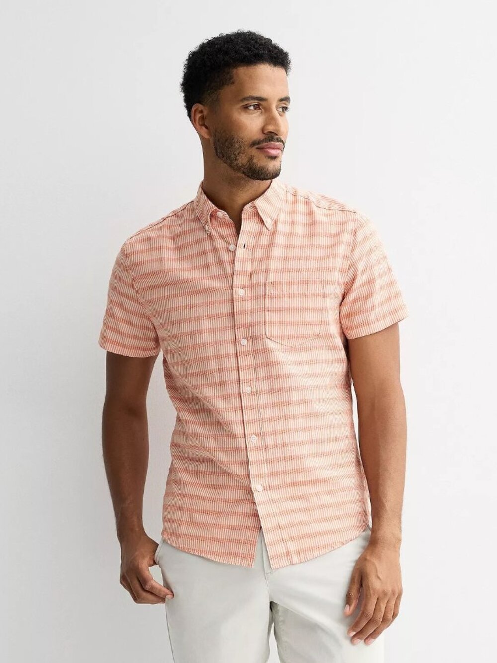 Men's Sonoma Short Sleeve Perfect Length Button Down Shirt